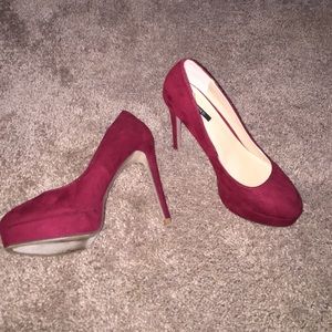 Crimson velvet heels