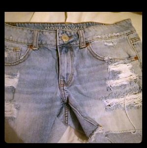AE Destroyed Denim Shorts