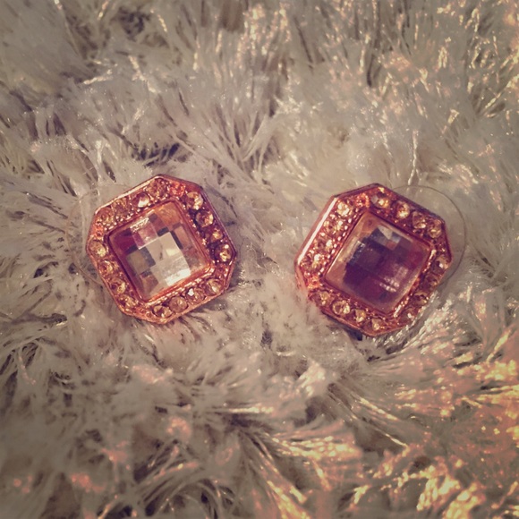 Beautiful rose golden statement stud earrings