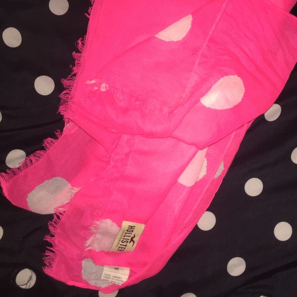 Neon pink polka dot Hollister Scarf
