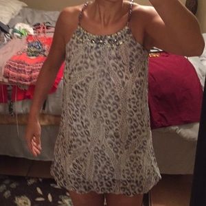 Grey and white leopard print shirt