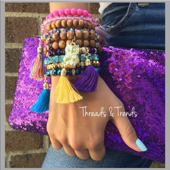 Crystal Beads Boho Statement Bracelet - Picture 2 of 2