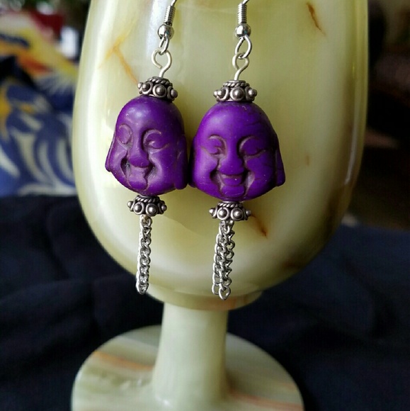 Price reduced!Smiling Buddha purple earrings