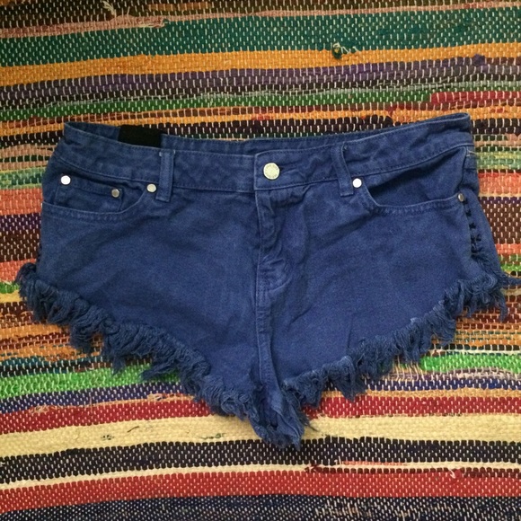 Blue Fringe Shorts