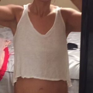 High low white crop top