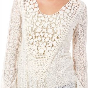 Crochet Lace Cream Long Sleeved Top