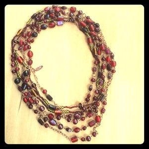 Three Multicolored Glass Bead Necklaces
