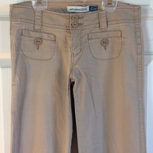 Wide leg khaki trouser pants