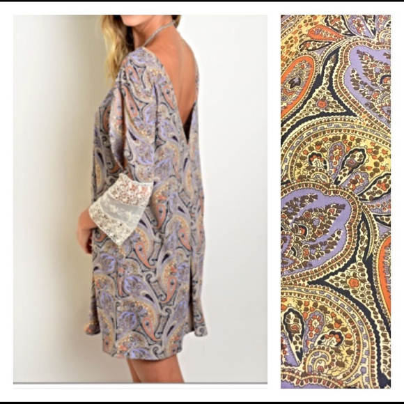 🌺SALE🌺Paisley Cold Shoulder Lace Dress Small - Picture 2 of 4