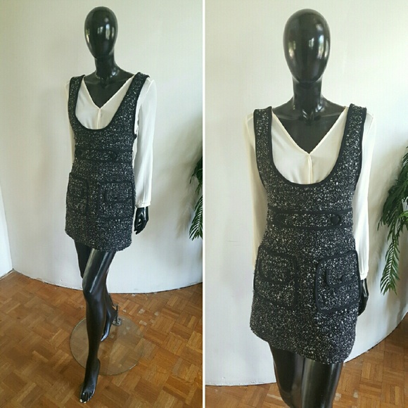 Nanette Lepore Black White Tweed Jumper