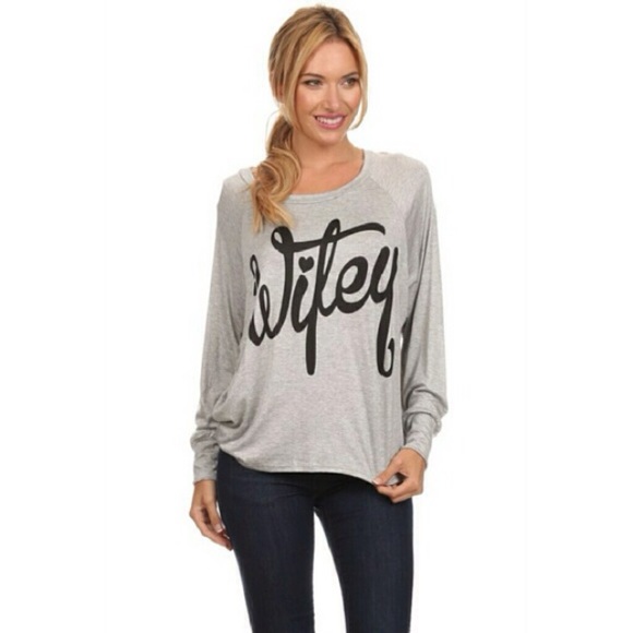 Heather Grey "Wifey" Raglan Slouchy Top