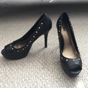 Black Heels with Gold Accents