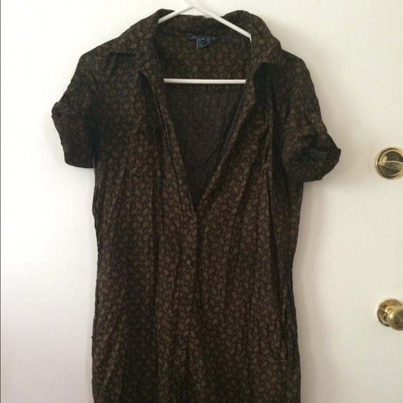 Black and gold button up French Connection dress - Picture 1 of 4