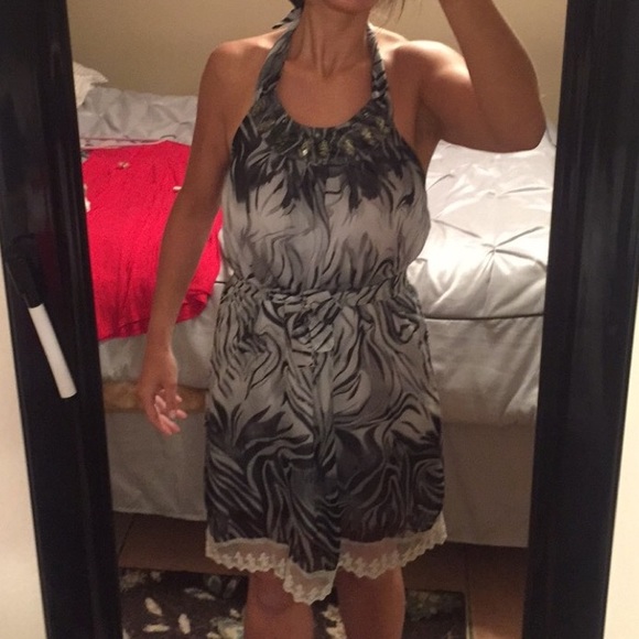 Gray and black animal print dress
