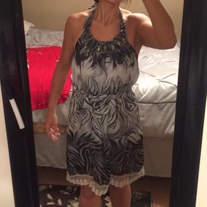 Gray and black animal print dress