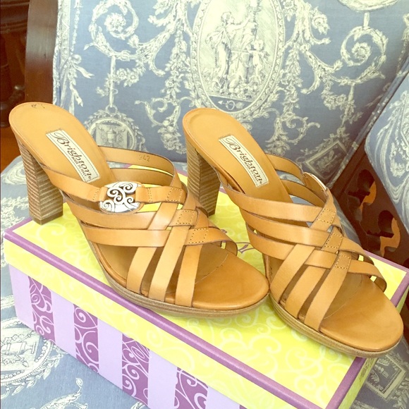 Honey colored sexy platform Brighton sandals.