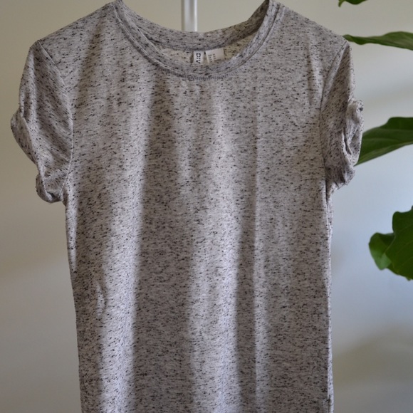 Flecked Heather Grey Tee with Cuffed Sleeves