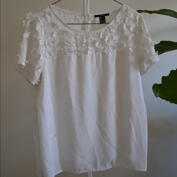 White Blouse with Floral Detail and Beading