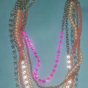 American Eagle Silver 6 Layered Colorful Necklace