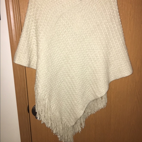 Cream fringe poncho