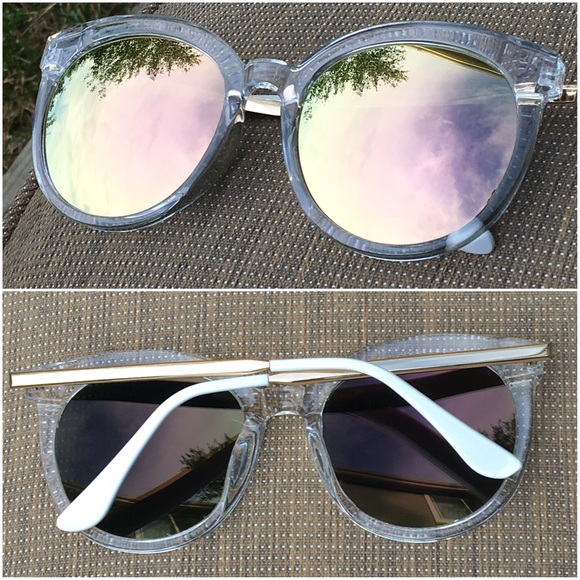 SILVER ONLY! Clear Frame Reflector Mirror Sunnies - Picture 3 of 4