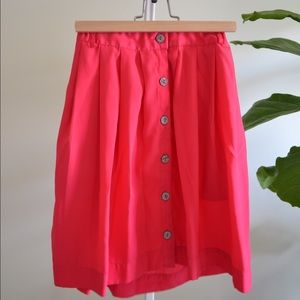 Hot Pink Button Down Knee-length Skirt