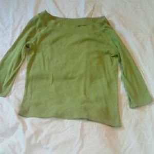 Green shirt . sexy off shoulders