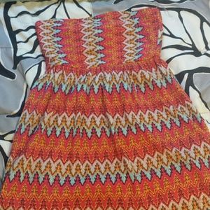 Strapless printed summer dress
