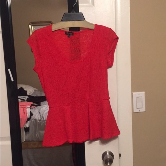 Red Guess Peplum top worn once