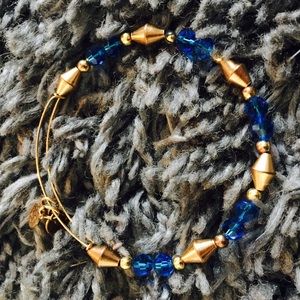 Alex and Ani Blue & Gold Beaded Bangle Bracelet