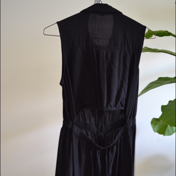 Collared Button Down Tank Dress with Back Cutout - Picture 3 of 4