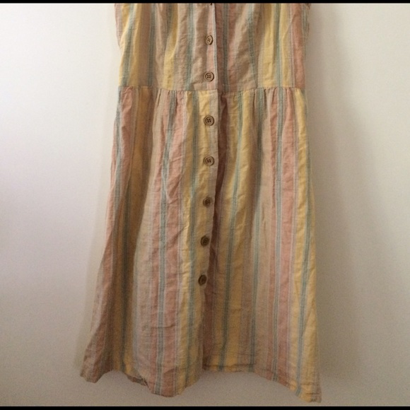 Linen striped button up dress - Picture 3 of 4