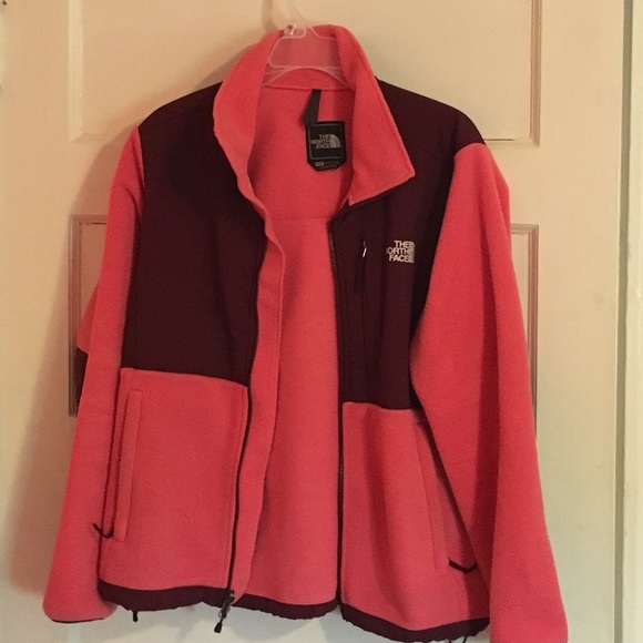 North Face Coral and maroon fleece