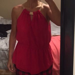 Red and gold Bebe top