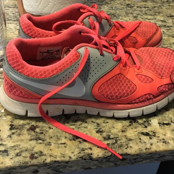 Pink nike running shoes