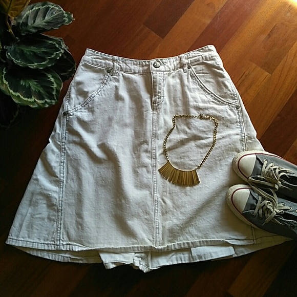 Free people white jean pleated skirt