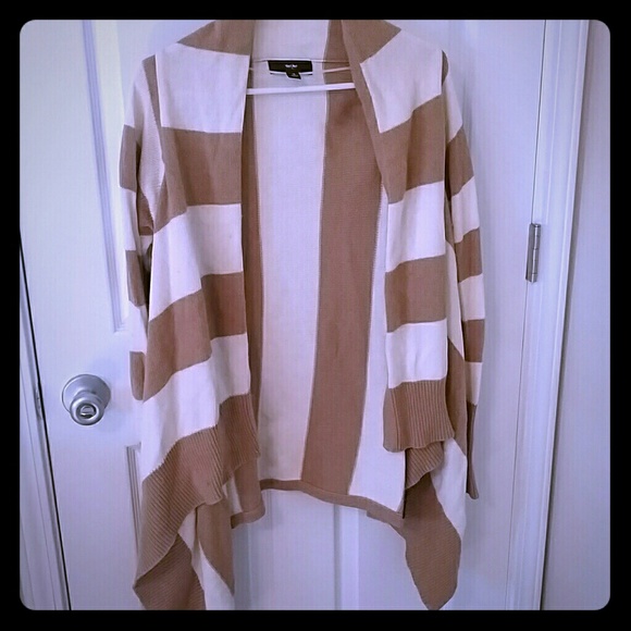 Tan and white striped cardigan