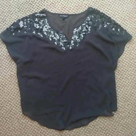 Pretty gray express sequence blouse