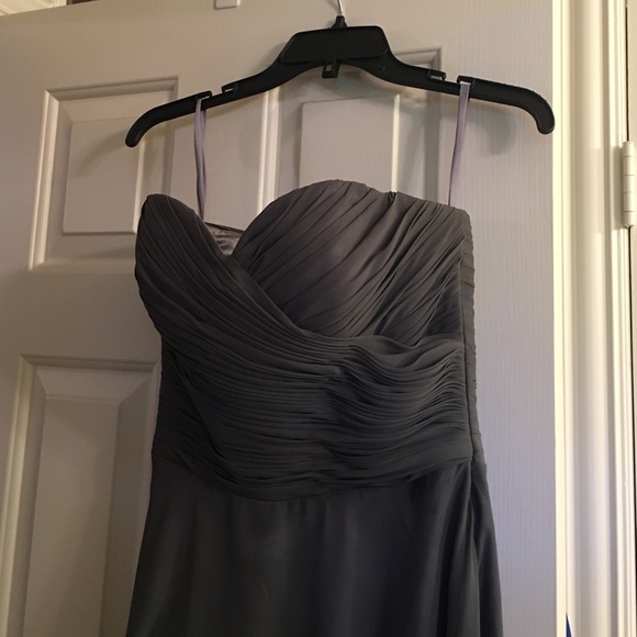 Gray floor length bridal gown