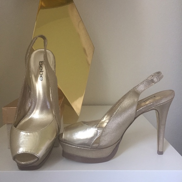 Gold platform slingbacks from Bebe -- size 6