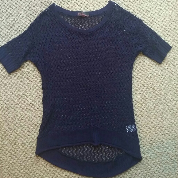 💗Navy blue crochet shirt