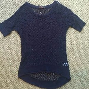 💗Navy blue crochet shirt
