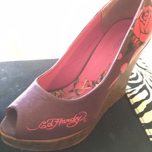 Peep toe wedge heels