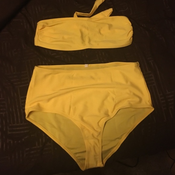 High waisted yellow bikini