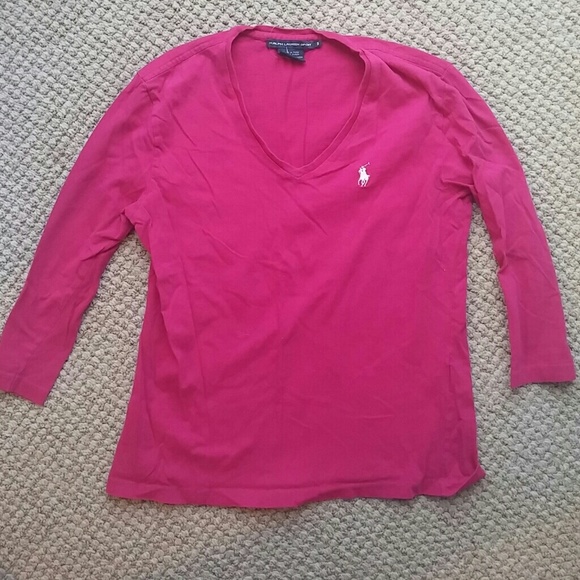 💗Hot pink Ralph Lauren mid length sleeve shirt