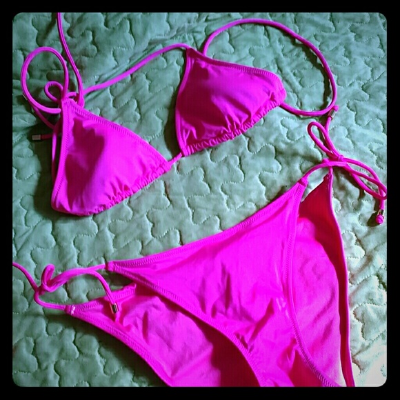 Never worn! Hot pink VS string bikini