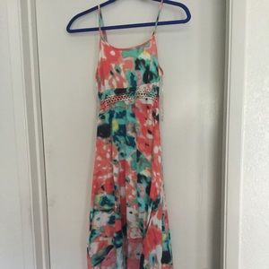 Multi color tie dye high low dress