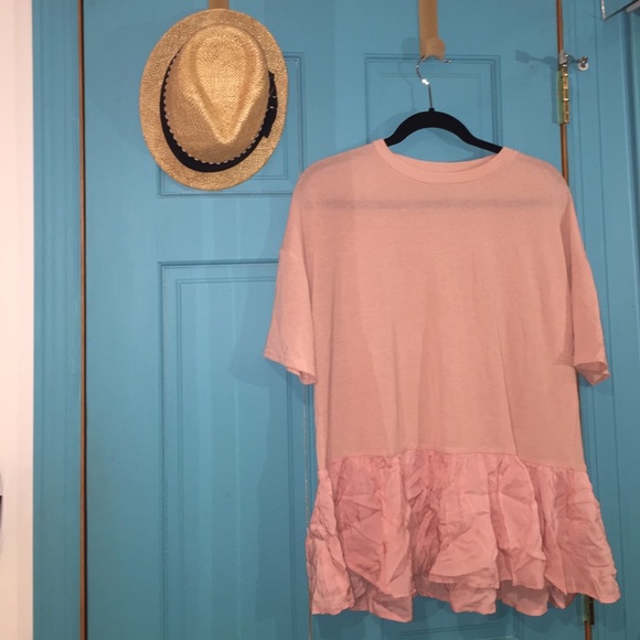 short sleeve coral peplum top - NEW