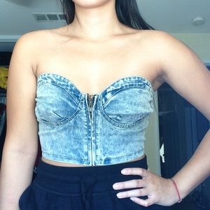 Denim bustier crop