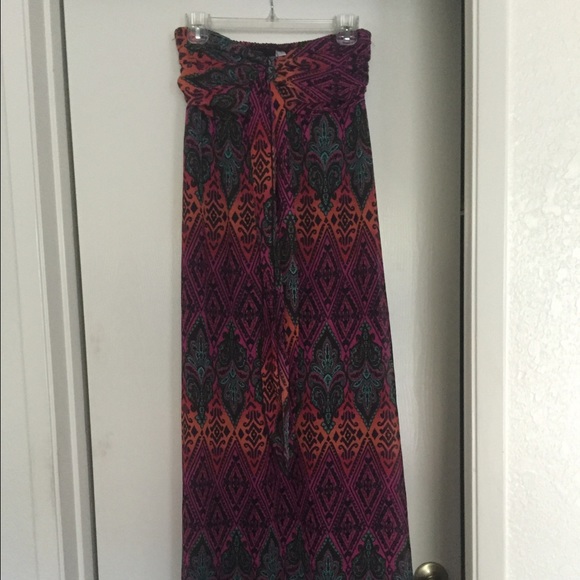Strapless tribal print dress